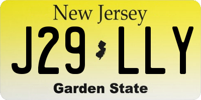 NJ license plate J29LLY