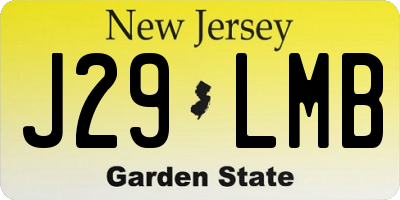NJ license plate J29LMB