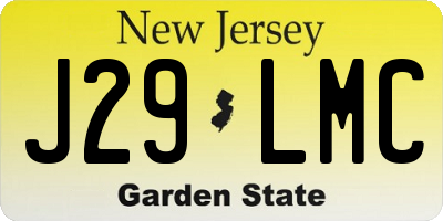 NJ license plate J29LMC