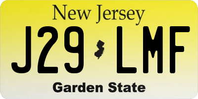 NJ license plate J29LMF