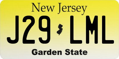 NJ license plate J29LML