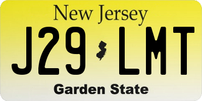 NJ license plate J29LMT