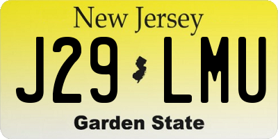 NJ license plate J29LMU