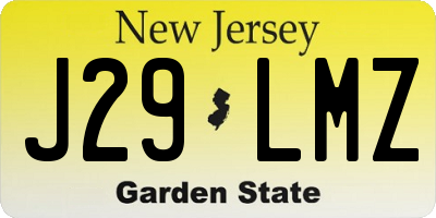 NJ license plate J29LMZ