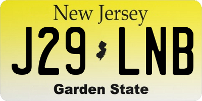 NJ license plate J29LNB