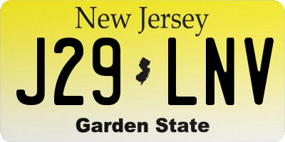 NJ license plate J29LNV
