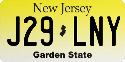 NJ license plate J29LNY