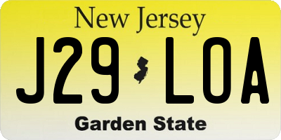NJ license plate J29LOA