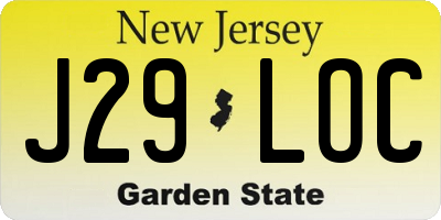 NJ license plate J29LOC