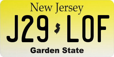 NJ license plate J29LOF