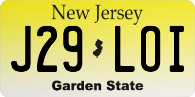 NJ license plate J29LOI