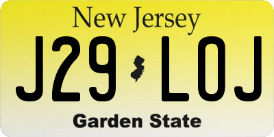 NJ license plate J29LOJ