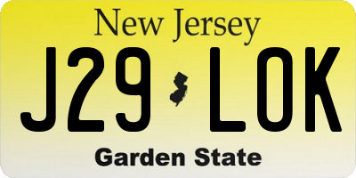 NJ license plate J29LOK