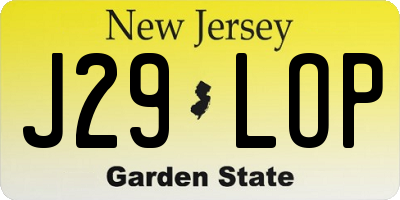 NJ license plate J29LOP
