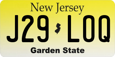 NJ license plate J29LOQ