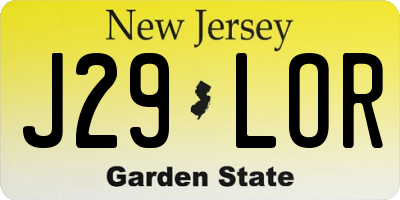 NJ license plate J29LOR