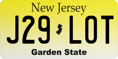 NJ license plate J29LOT