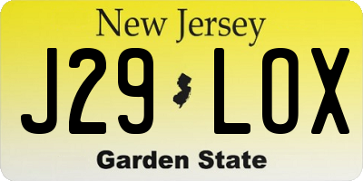 NJ license plate J29LOX