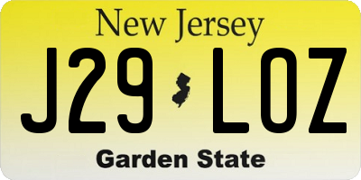 NJ license plate J29LOZ