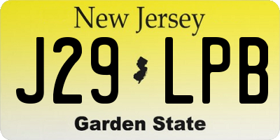 NJ license plate J29LPB