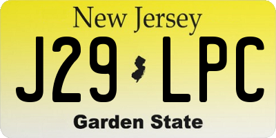 NJ license plate J29LPC