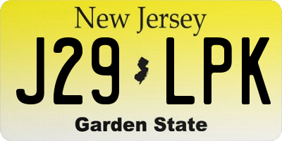 NJ license plate J29LPK