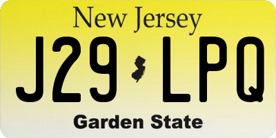 NJ license plate J29LPQ