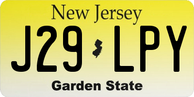 NJ license plate J29LPY