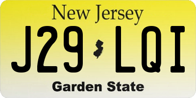 NJ license plate J29LQI