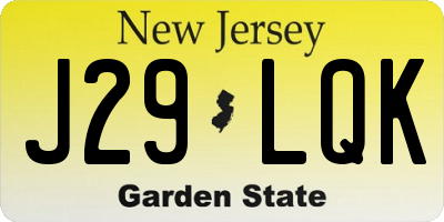 NJ license plate J29LQK