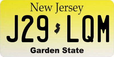 NJ license plate J29LQM
