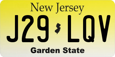 NJ license plate J29LQV