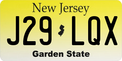 NJ license plate J29LQX