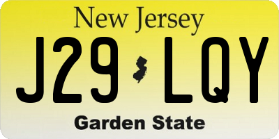 NJ license plate J29LQY