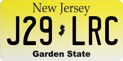 NJ license plate J29LRC
