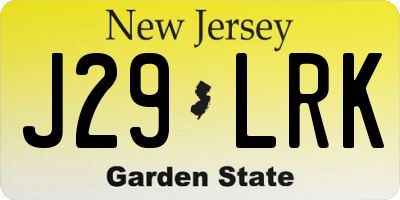 NJ license plate J29LRK