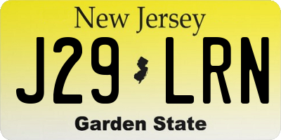 NJ license plate J29LRN