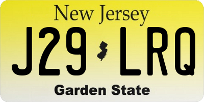 NJ license plate J29LRQ