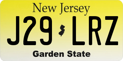 NJ license plate J29LRZ