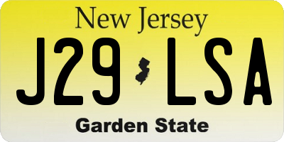 NJ license plate J29LSA