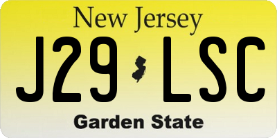 NJ license plate J29LSC