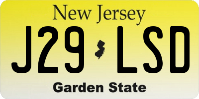 NJ license plate J29LSD