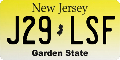 NJ license plate J29LSF