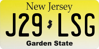 NJ license plate J29LSG
