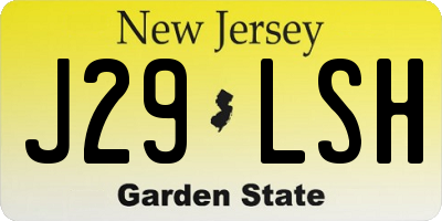 NJ license plate J29LSH