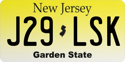 NJ license plate J29LSK