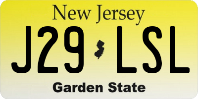 NJ license plate J29LSL
