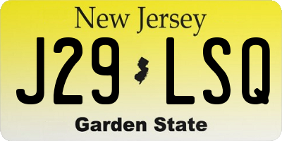 NJ license plate J29LSQ