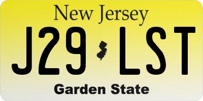 NJ license plate J29LST