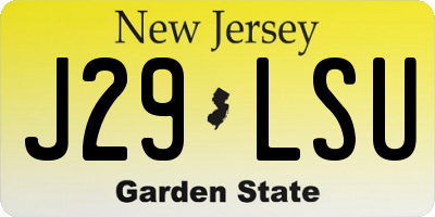 NJ license plate J29LSU